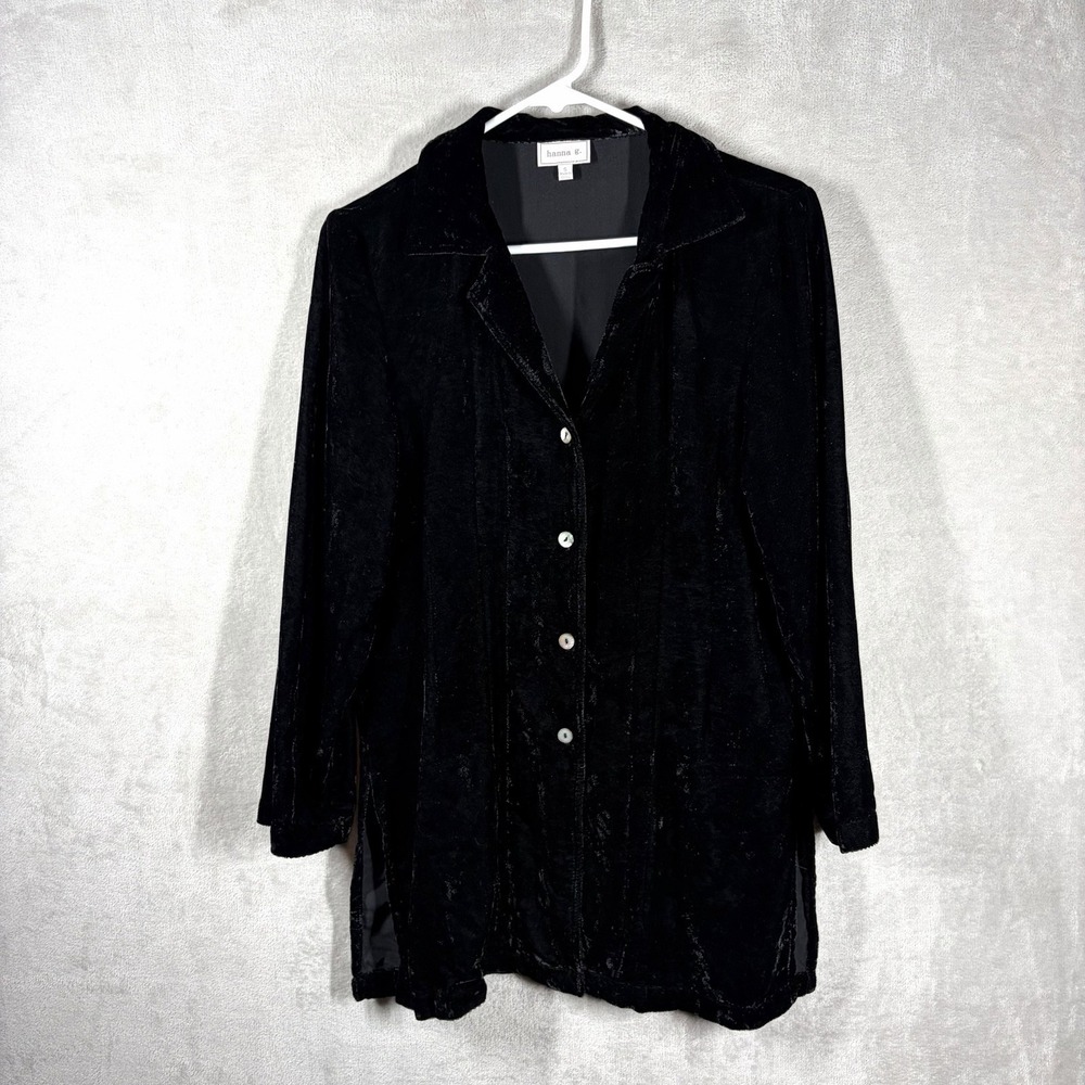 Black Velvet Silk Blend Blouse Size S Whimsigoth 90s Alternative Dark Romantic